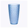 Designer Acrylic Diamond Cut Blue Drinking Glasses Hi Ball Set of 4 (19oz), Premium Quality Unbreakable Stemless Acrylic Drinking Glasses for All Purp