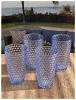 Designer Acrylic Diamond Cut Blue Drinking Glasses Hi Ball Set of 4 (19oz), Premium Quality Unbreakable Stemless Acrylic Drinking Glasses for All Purp