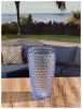 Designer Acrylic Diamond Cut Blue Drinking Glasses Hi Ball Set of 4 (19oz), Premium Quality Unbreakable Stemless Acrylic Drinking Glasses for All Purp