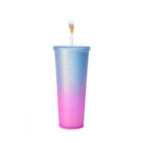 Full inlaid glass. Mattly black inlaid glass with a lid and straw. Repeatable double -wall insulation travel glass. Plastic acrylic soft color glass, (default: default)